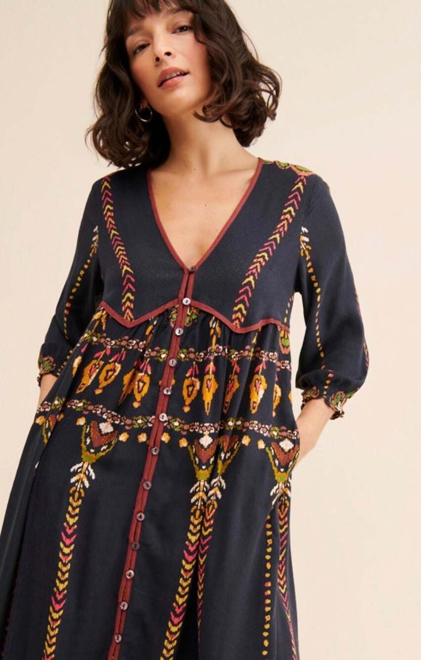 Free People Foley Maxi Dress Moody Combo
